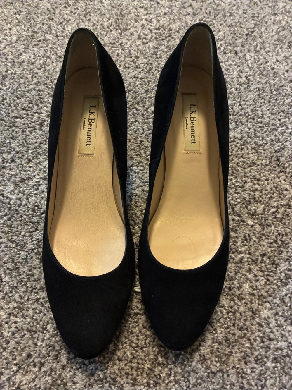 LK Bennett Black Suede Women's Round-Toe Pumps